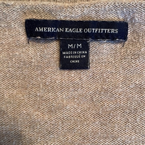 American Eagle Outfitters V Neck Taupe Slight Nubby Soft Texture Casual Sweater - Picture 5 of 8